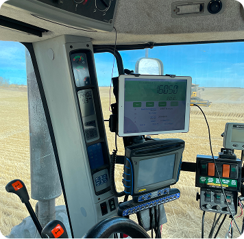 The inside of a tractor cab